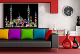 Palast Bunt Abstrakt Schwarz Leinwandbild AK Art Bilder Wanddeko Wandbild XXL