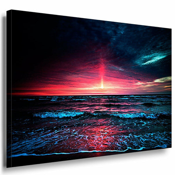 Sonnenuntergang Meer Leinwandbild AK Art Bilder Mehrfarbig Wandbild Kunstdruck 1
