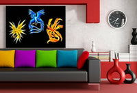 Pokemon GO Teams Blau Gelb Rot Leinwandbild Kunstdruck Wandbild Wanddekko XXL
