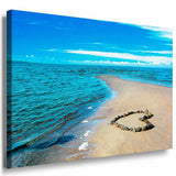 Meer Herz Liebe Leinwandbild AK Art Bilder Mehrfarbig Wandbild Kunstdruck XXL