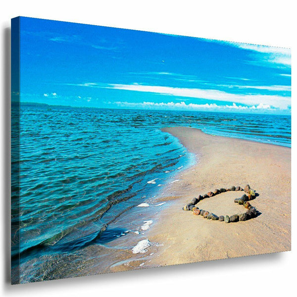 Meer Herz Liebe Leinwandbild AK Art Bilder Mehrfarbig Wandbild Kunstdruck XXL
