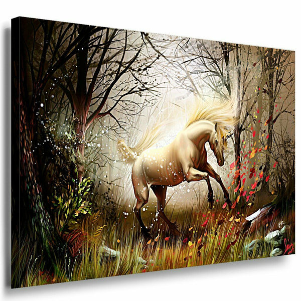Einhorn Abstrakt Leinwandbild AK Art Bilder Mehrfarbig Wandbild Kunstdruck XXL 1