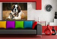 Katzchen Hund Leinwandbild AK Art Bilder Mehrfarbig Wandbild Kunstdruck XXL