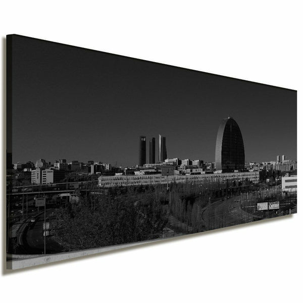 Madrid Leinwandbild AK Art Bilder Schwarz Weis Wandbild Kunstdruck Panorama XXL
