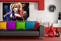 Harley Quinn Baseballschlager Leinwandbild AK Art Bilder Wanddeko Wandbild XXL
