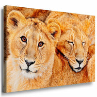 Tiger Familie Leinwandbild AK Art Bilder Mehrfarbig Kunstdruck XXL Wandbild TOP