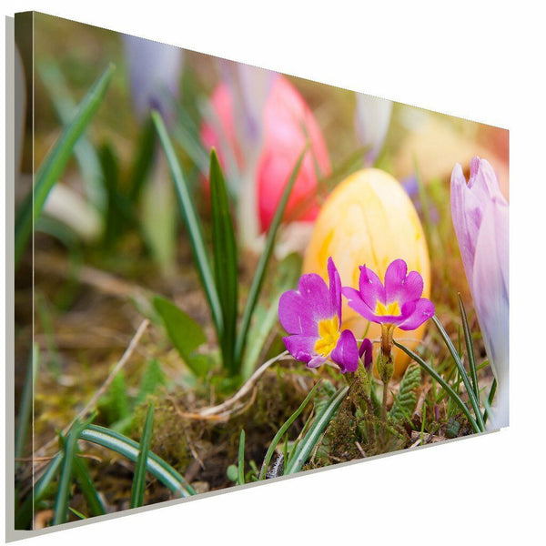 Bunte Ostereier Garten Leinwandbild LaraArt Bilder Wanddeko Wandbildo