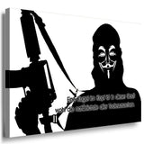 Anonymous Mask Leinwandbild AK Art Bilder Schwarz Weis Wandbild Kunstdruck XXL 2