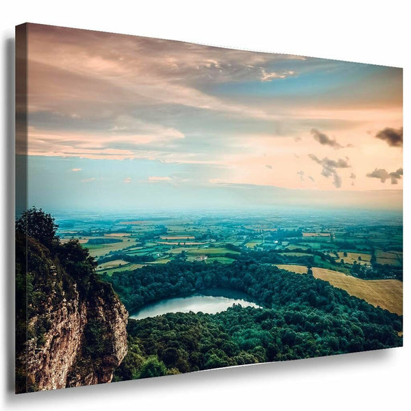 Landschaft See Wald Leinwandbild AK Art Bilder Mehrfarbig Kunstdruck Wandbild