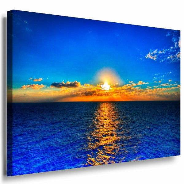 Sonnenuntergang See Leinwandbild AK Art Bilder Mehrfarbig Wandbild Kunstdruck