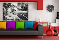 Kaffee Frau Schwarz Weis Leinwandbild AK Art Bilder Wanddeko Wandbild Kunstdruck