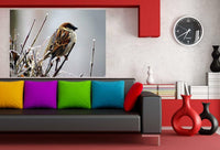 Vogel im Winter Leinwandbild AK Art Bilder Wanddeko Wandbild Made in Germany XXL