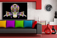 Totenkopf Farbig Abstrakt Leinwandbild AK Art Bilder Wanddeko Wandbild TOP XXL