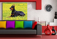Schoner Doberman auf dem Feld AK Art Bilder Premium Kunstdruck Made in Germany