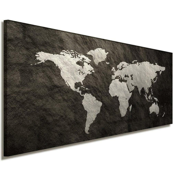 Weltkarte Leinwandbild AK Art Bilder Schwarz Weis Wandbild Kunstdruck Panorma
