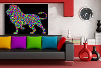 Lowe Bunt Abstrakt Schwarz Leinwandbild AK Art Bilder Wanddeko Wandbild TOP XXL
