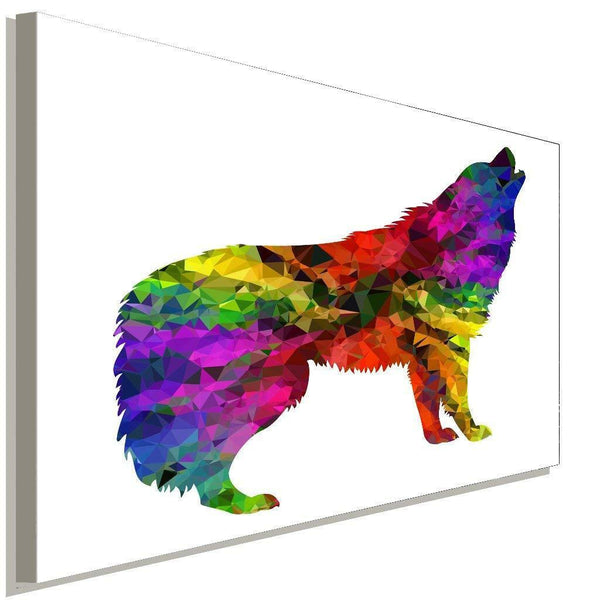 Wolf Abstrakt Bunt Weis Leinwandbild AK Art Bilder Wanddeko Wandbild Kunstdruck