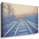 Schienen Baume Grau Leinwandbild AK Art Bilder Mehrfarbig Kunstdruck Wandbild