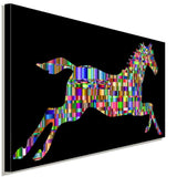 Pferd Schwarz Bunt Lichter Leinwandbild AK Art Bilder Wanddeko Wandbild TOP XXL