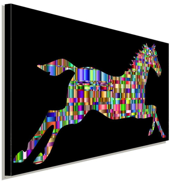 Pferd Schwarz Bunt Lichter Leinwandbild AK Art Bilder Wanddeko Wandbild TOP XXL