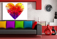 Herz Bunt Weis Leinwandbild AK Art Bilder Wanddeko Wandbild Kunstdruck TOP XXL