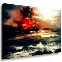Vulkanausbruch Leinwandbild AK Art Bilder Mehrfarbig Wandbild Kunstdruck XXL