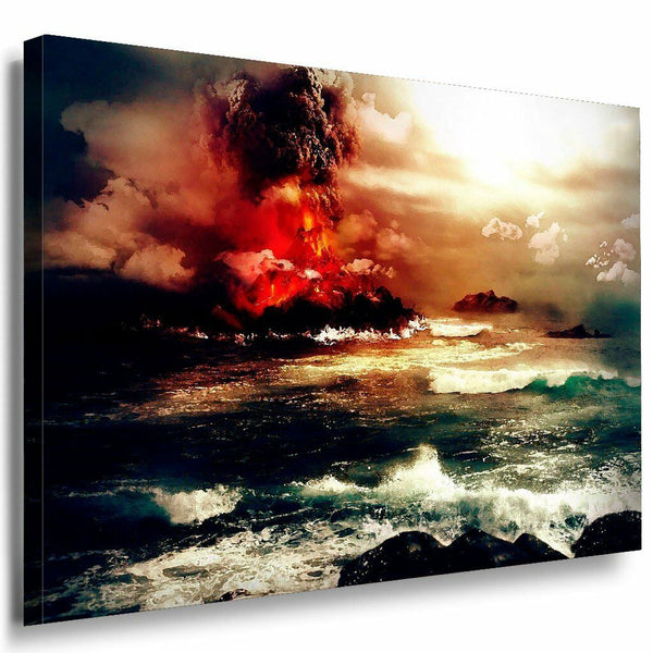 Vulkanausbruch Leinwandbild AK Art Bilder Mehrfarbig Wandbild Kunstdruck XXL