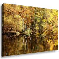Wald See Leinwandbild AK Art Bilder Mehrfarbig Wandbild Kunstdruck Wanddeko 2