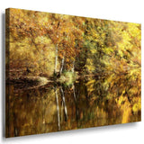 Wald See Leinwandbild AK Art Bilder Mehrfarbig Wandbild Kunstdruck Wanddeko 2