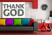 Thank God Zitat Abstrakt Weis Leinwandbild AK Art Bilder Wanddeko Wandbild XXL