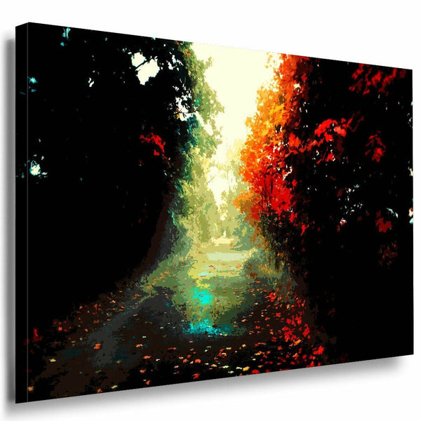 Herbstweg Leinwandbild AK Art Bilder Mehrfarbig Wandbild kunstdruck Wanddeko XXL