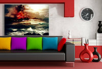Vulkanausbruch Leinwandbild AK Art Bilder Mehrfarbig Wandbild Kunstdruck XXL